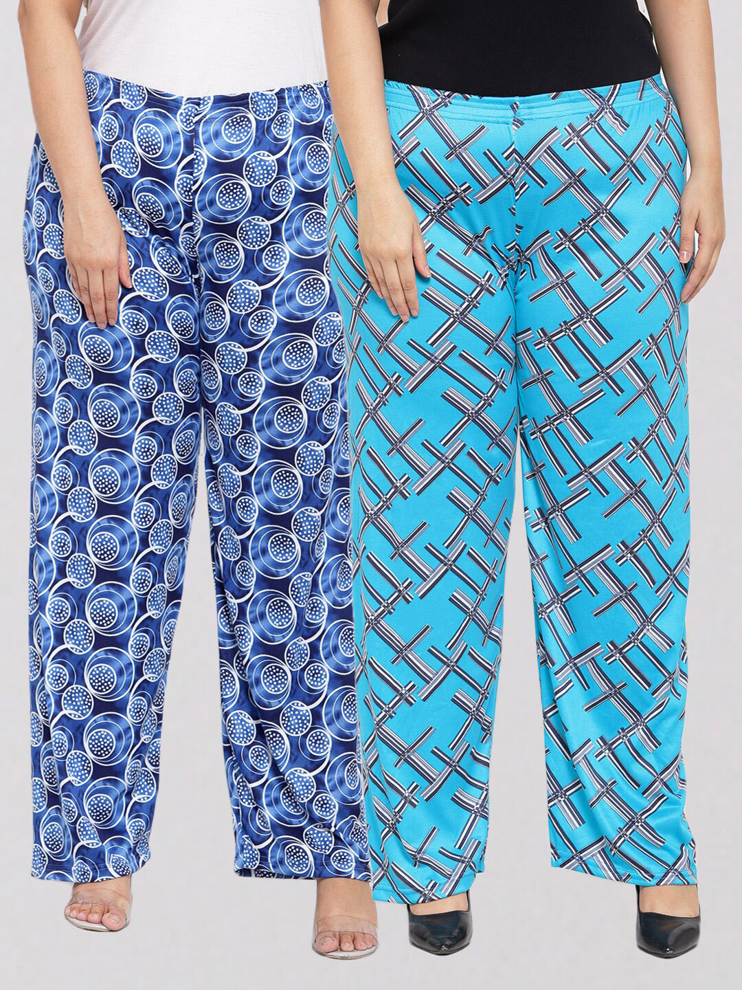 

KLOTTHE Women Pack of 2 Printed Palazzos, Blue