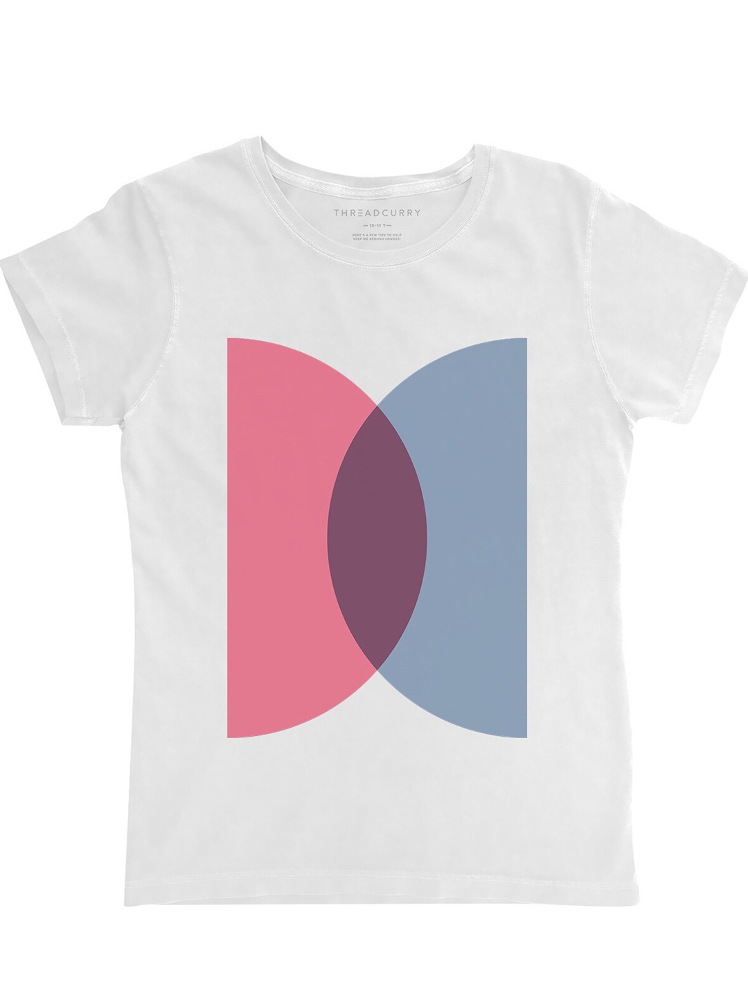 THREADCURRY Girls White Geometric Printed T-shirt