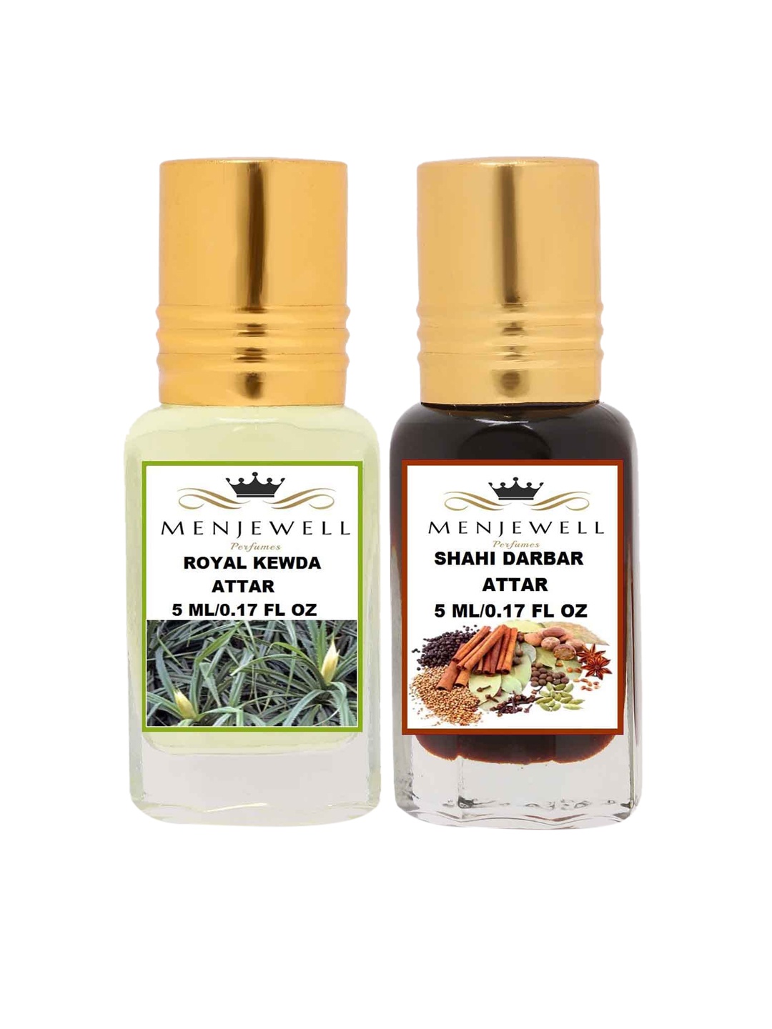 

Menjewell Pack of 2 Attar - Royal Kewda & Shahi Darbar Attar 5ml Each, Yellow