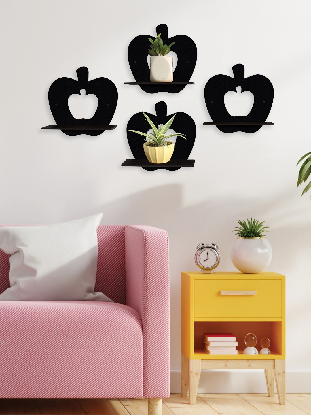

RANDOM Set of 4 Black MDF Basic Wall Shelf