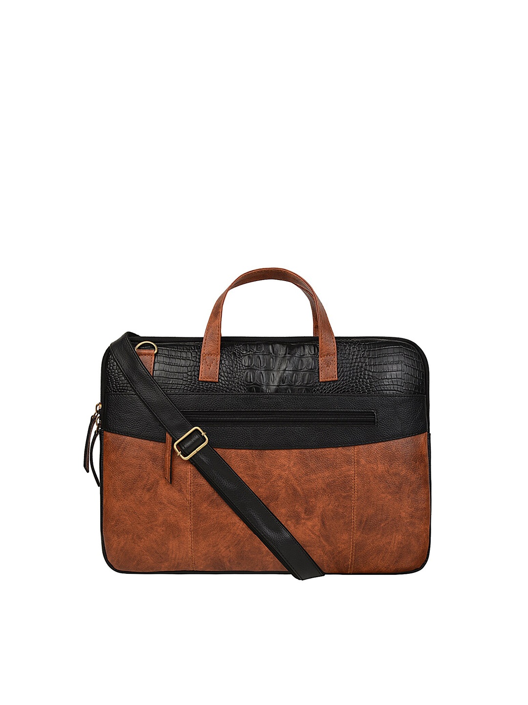 

Vivinkaa Unisex Black & Brown Textured Laptop Bag