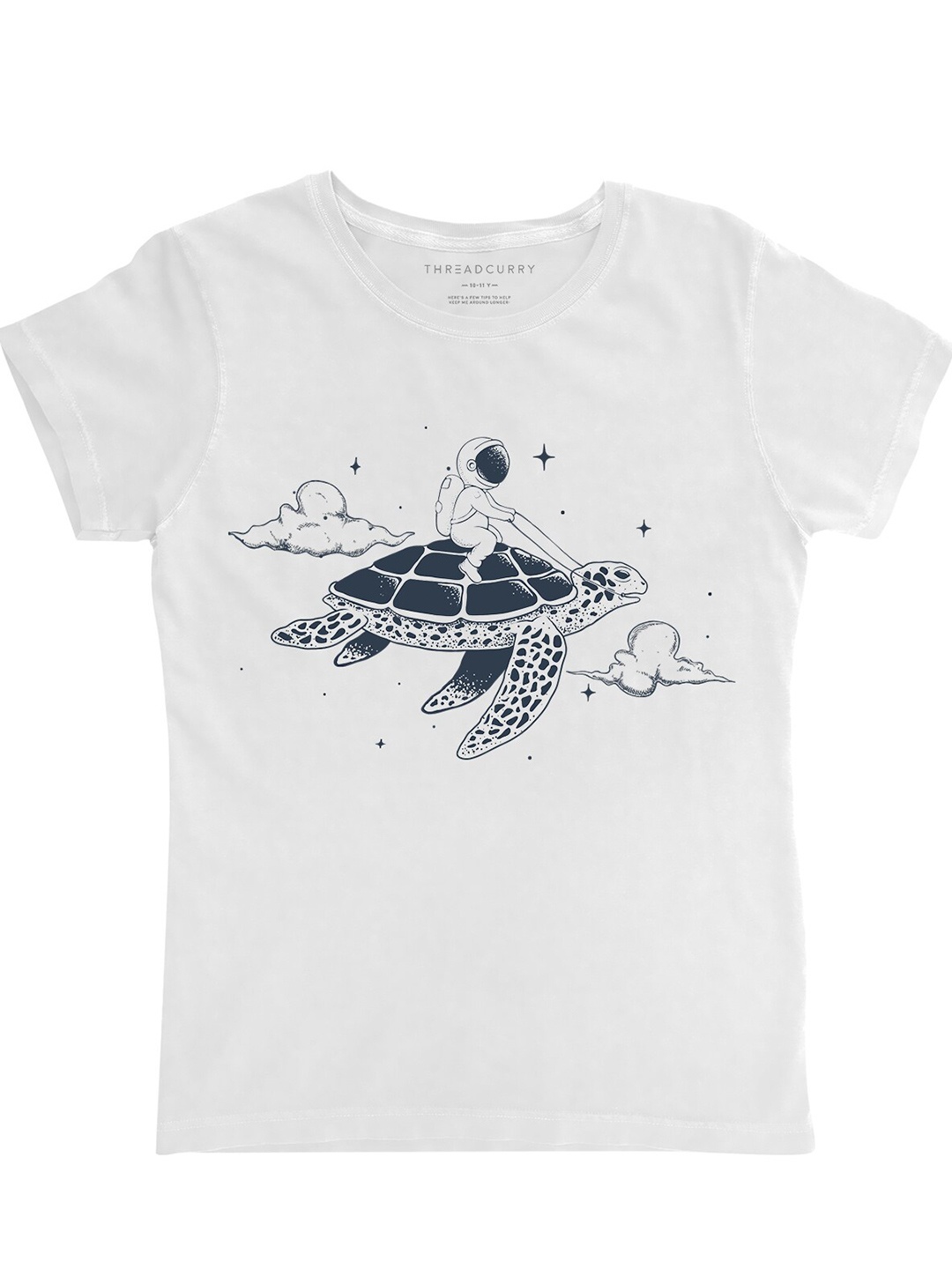 THREADCURRY Girls White Printed T-shirt