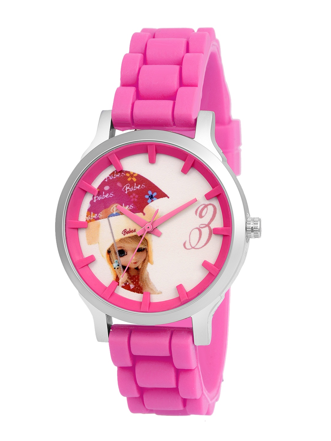 Kool Kidz Unisex Kids Printed Dial & Straps Analogue Watch, Pink