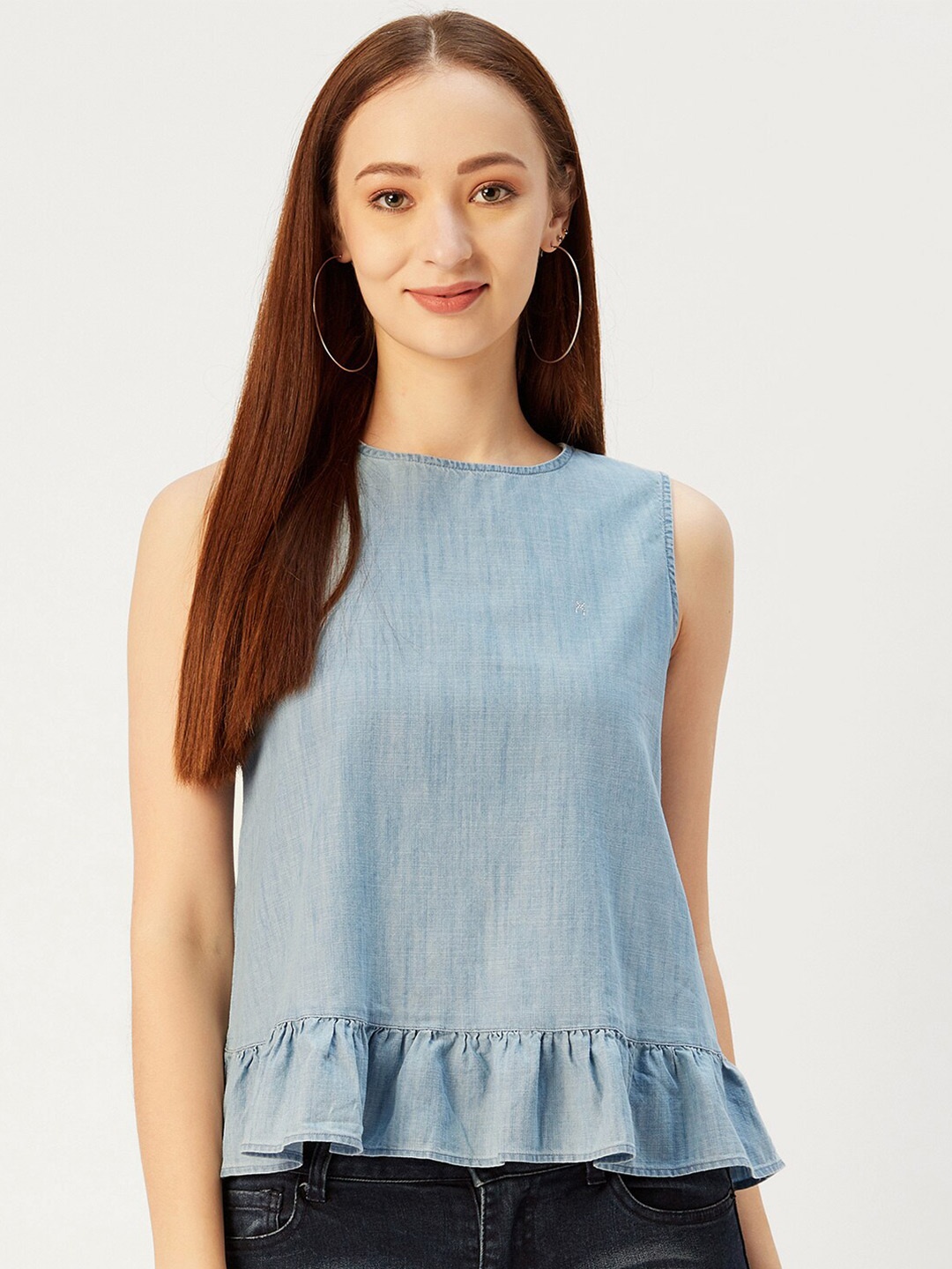 

Xpose Blue Washed Peplum Top