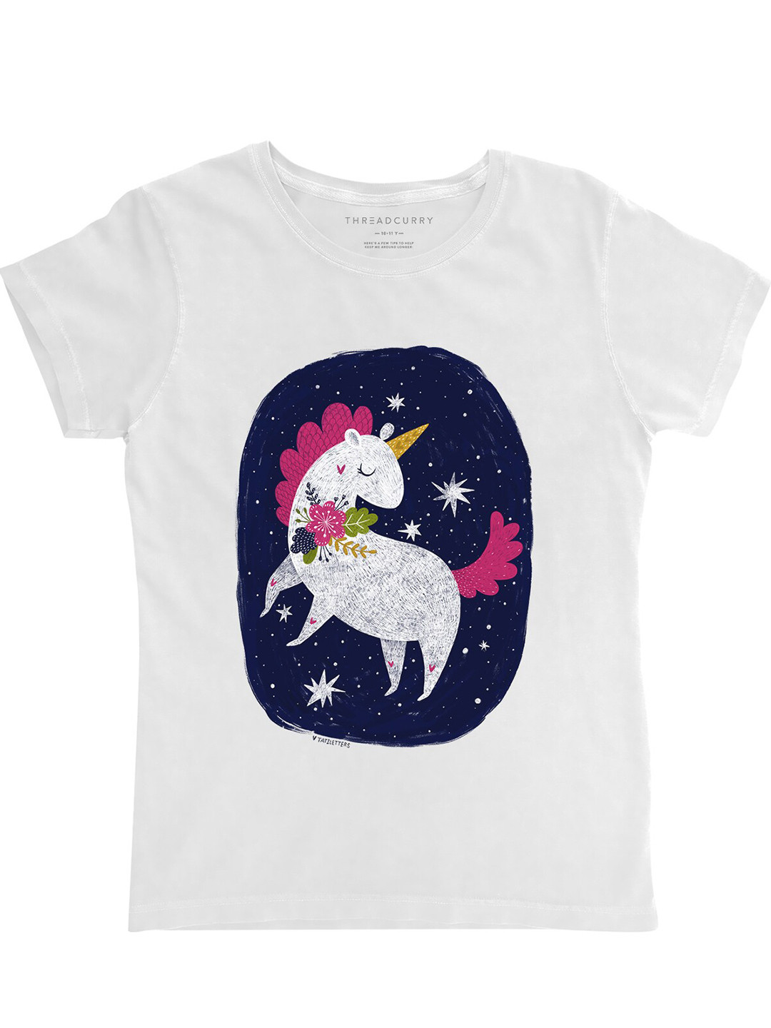 

THREADCURRY Girls White Unicorn Printed T-shirt
