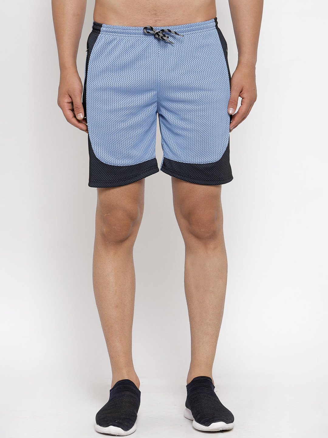 

KLOTTHE Men Blue Mid-Rise Self Design Sports Shorts