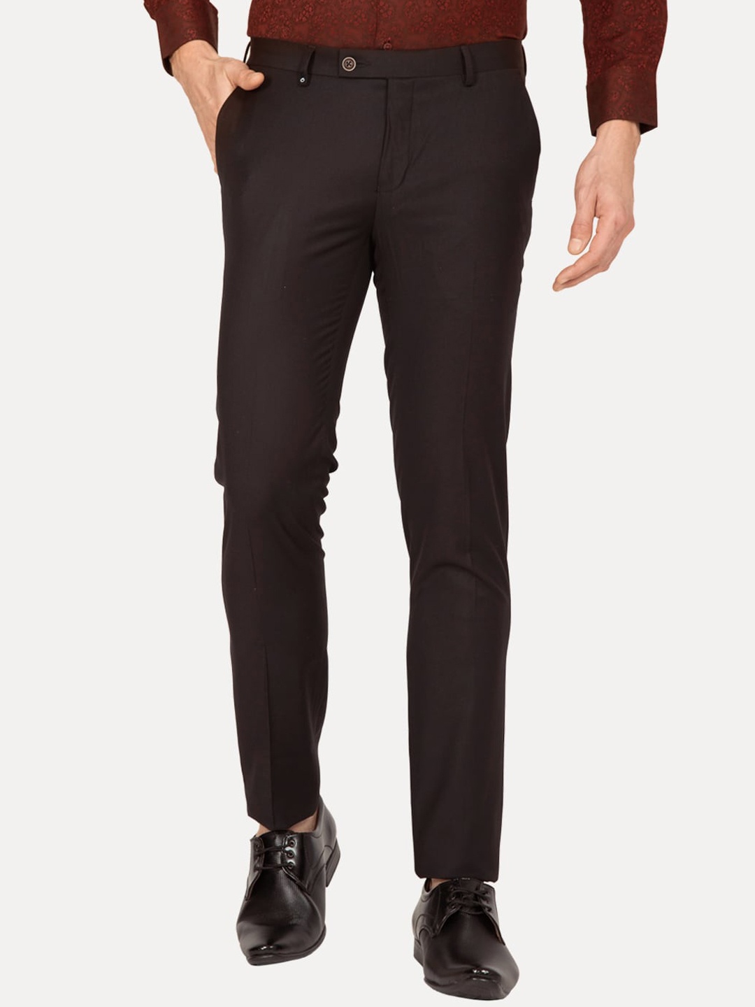 

Oxemberg Men Brown Smart Slim Fit Formal Trousers