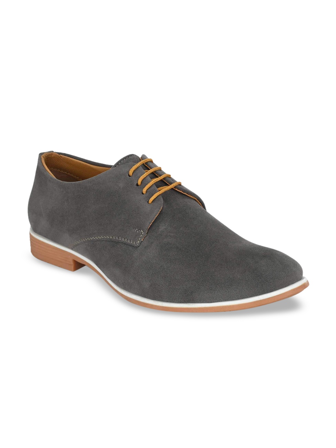 

Ferraiolo Men Grey Textured Suede Derbys