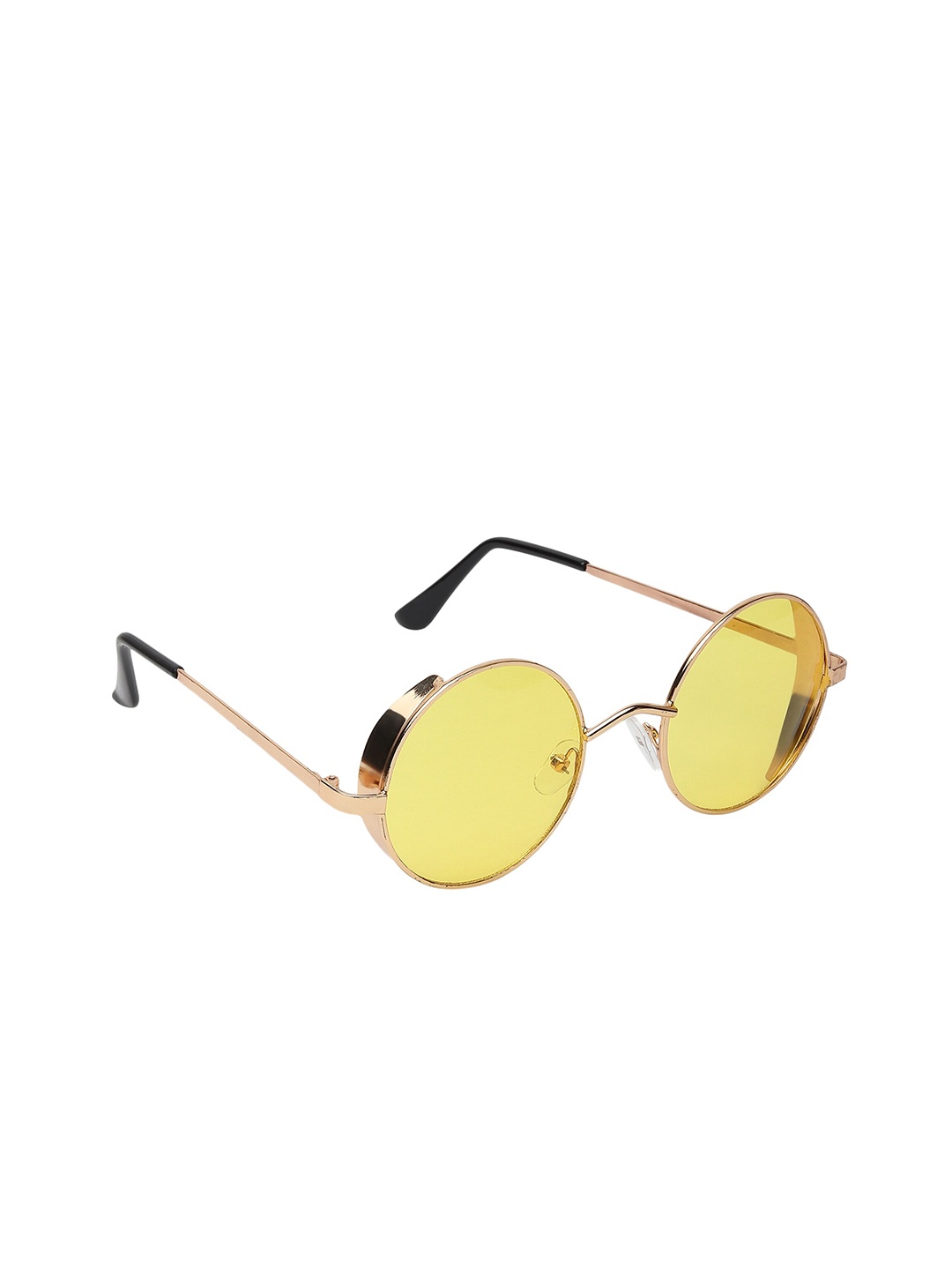 

CRIBA Unisex Yellow Lens & Gold-Toned Round Sunglasses with UV Protected Lens