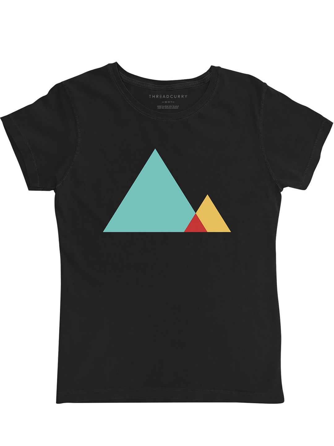 

THREADCURRY Girls Black Geometric Printed T-shirt