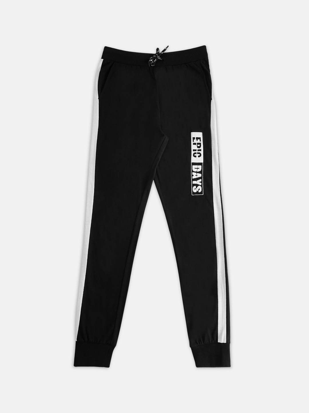 

Pantaloons Junior Boys Black Solid Pure Cotton Slim-Fit Joggers