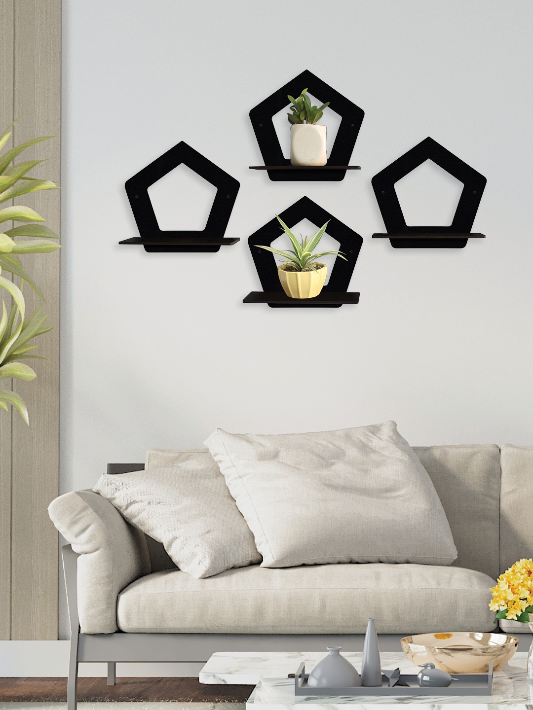 

RANDOM Black Set of 4 MDF Basic Wall Shelves