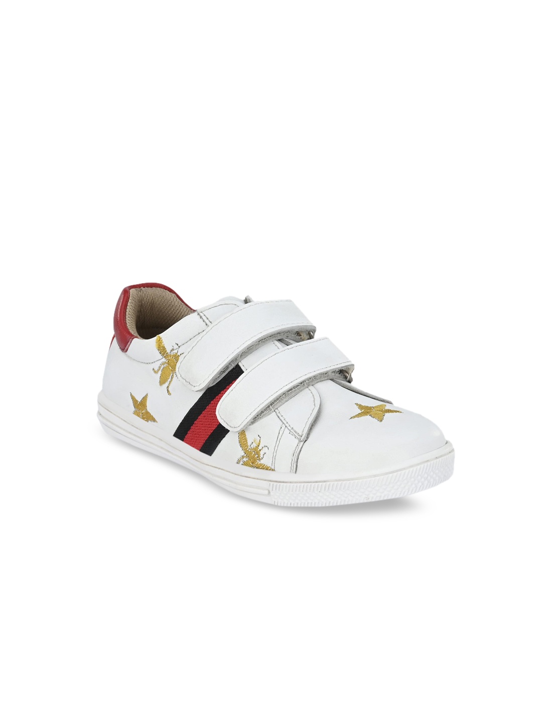 

CARLO ROMANO Unisex Kids White Printed Leather Sneakers