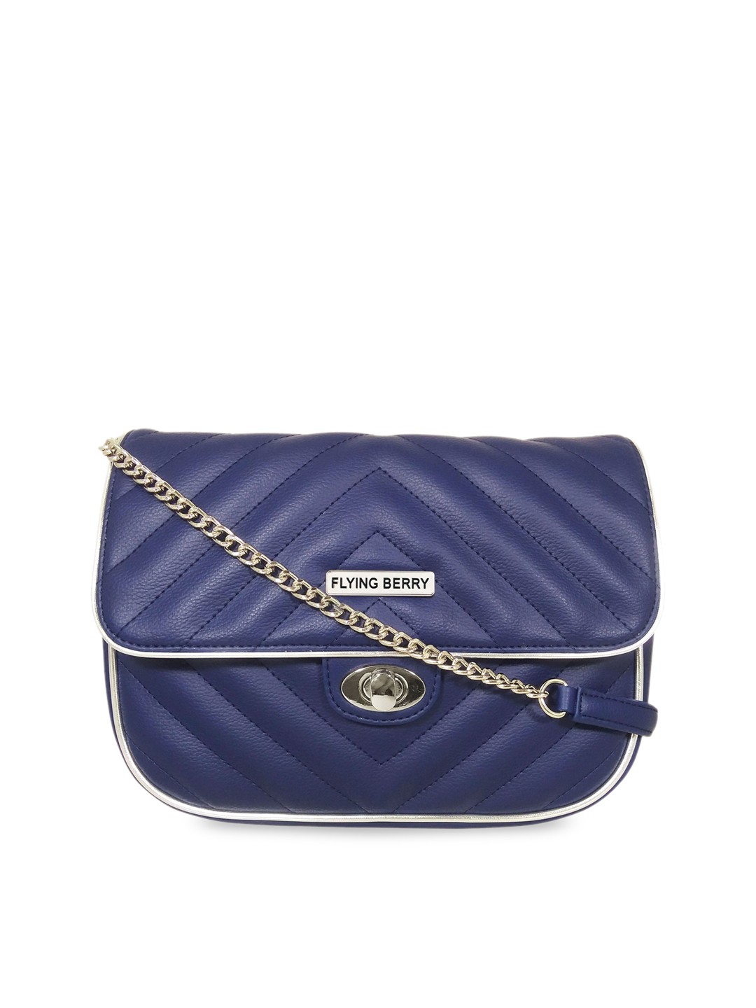 

FLYING BERRY Blue PU Structured Sling Bag with Quilted