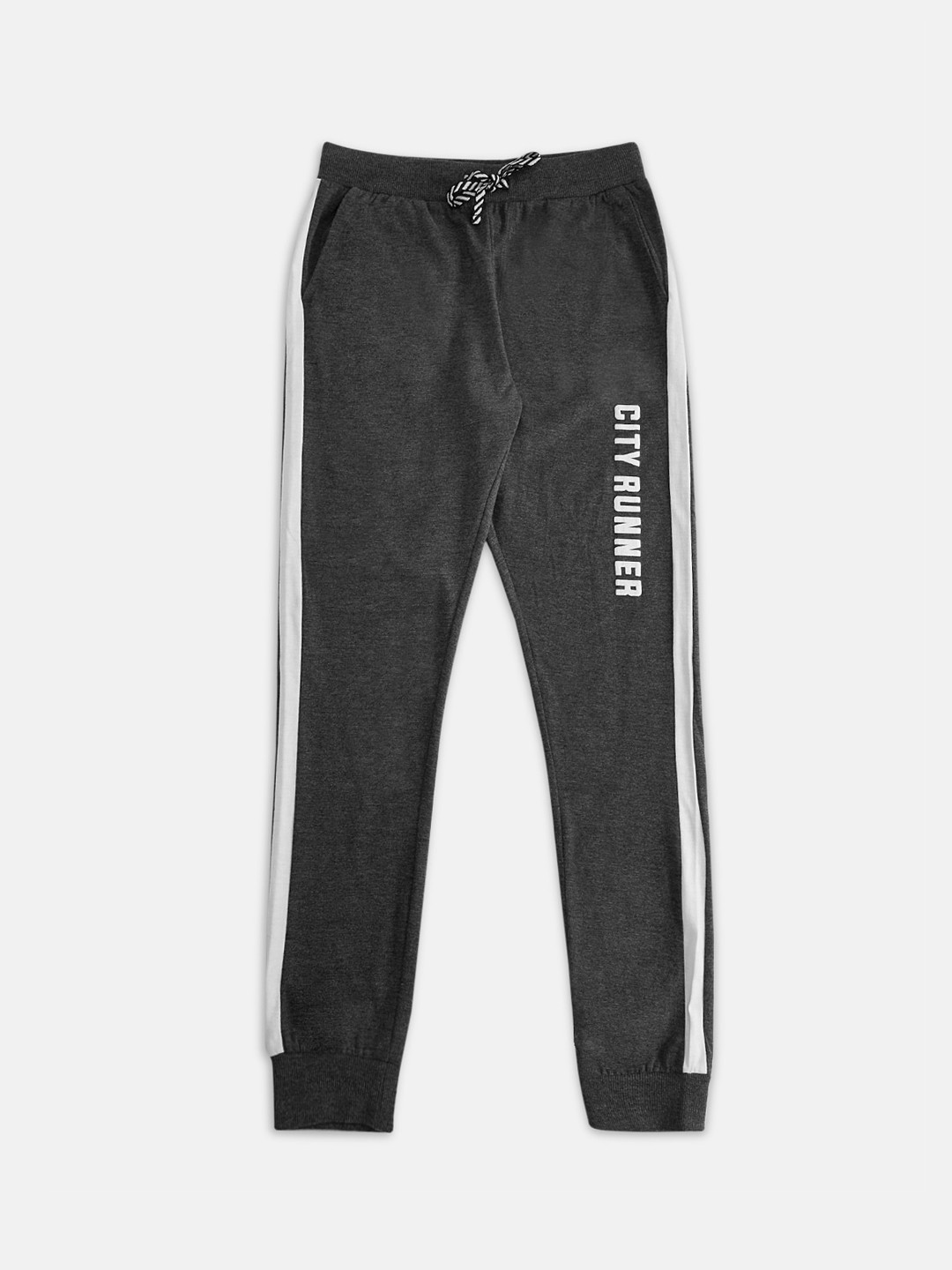 

Pantaloons Junior Boys Charcoal Grey Solid Pure Cotton Slim-Fit Joggers