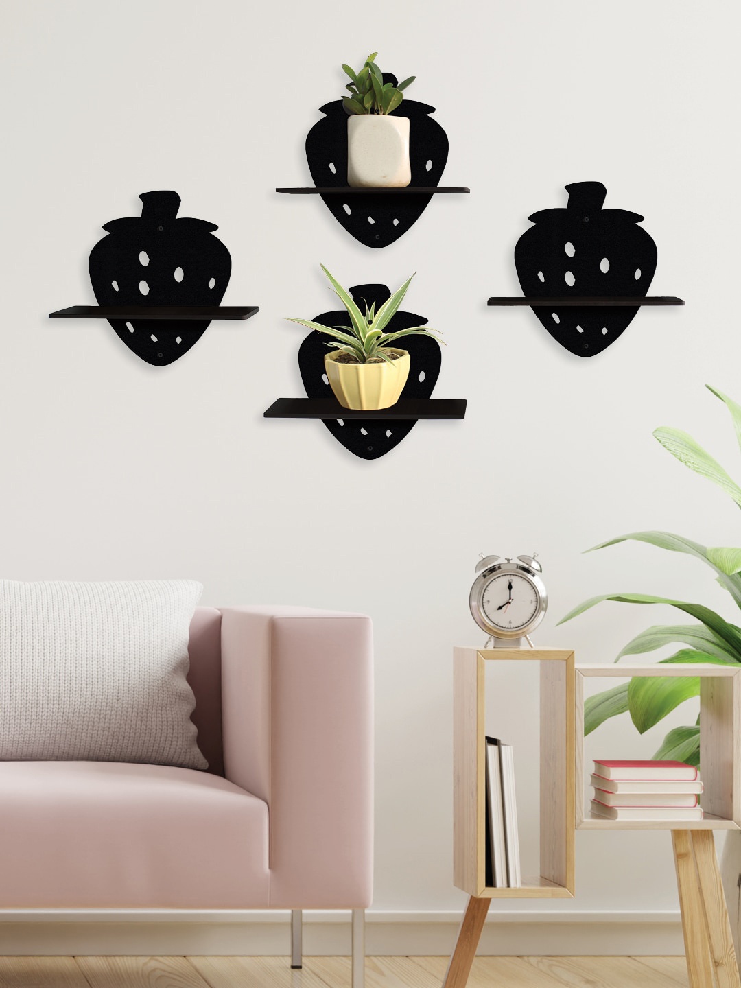 

RANDOM Set of 4 Black MDF Basic Wall Shelf