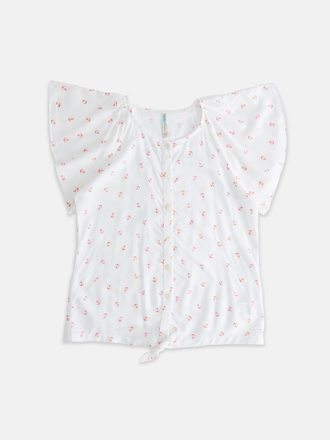 

Pantaloons Junior Off White & Pink Flared Sleeve Shirt Style Top