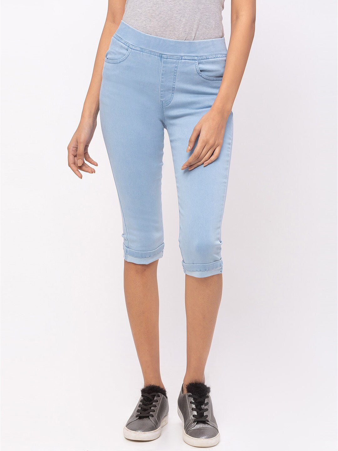 

ZOLA Women Blue Skinny Fit Cotton Jegging Capris