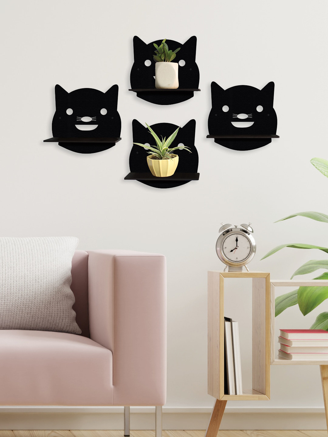 

RANDOM Set of 4 Black MDF Basic Wall Shelf