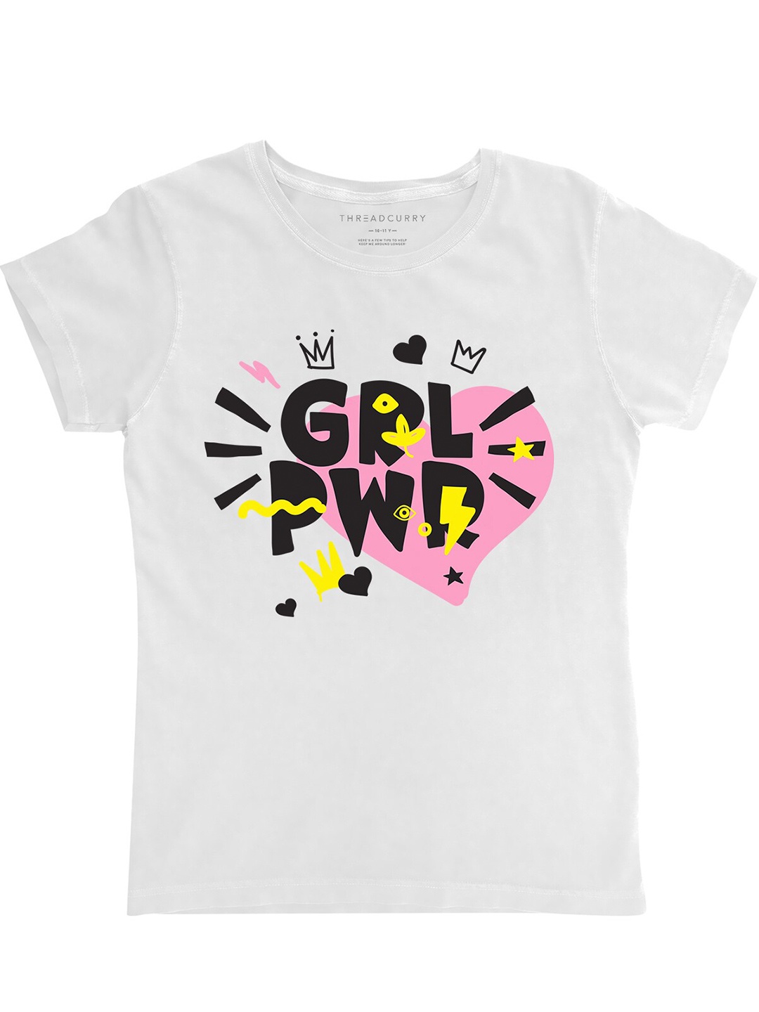 

THREADCURRY Girls White Unicorn Printed Round Neck T-shirt