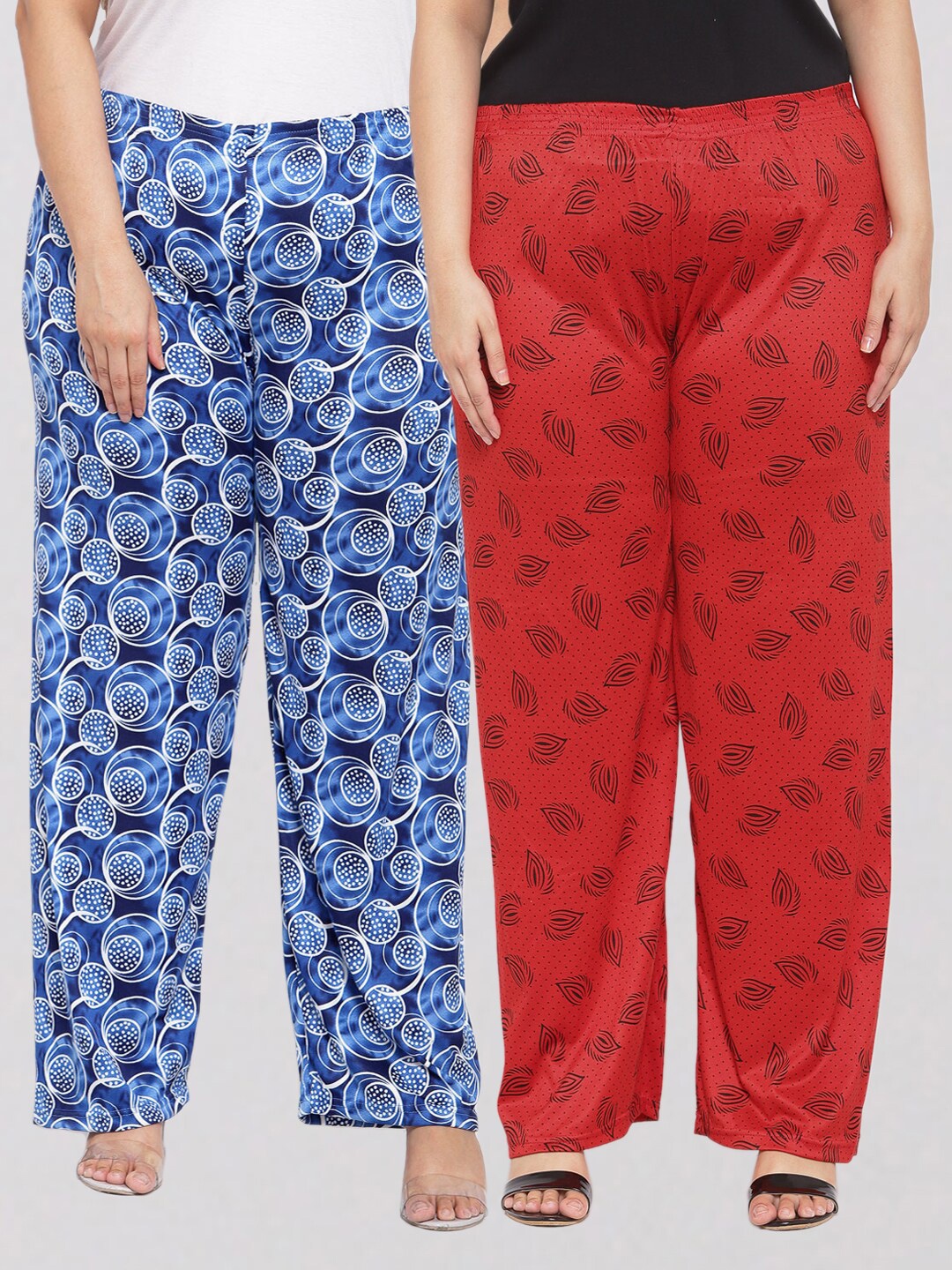 

KLOTTHE Women Red & Blue 2 Printed Palazzos