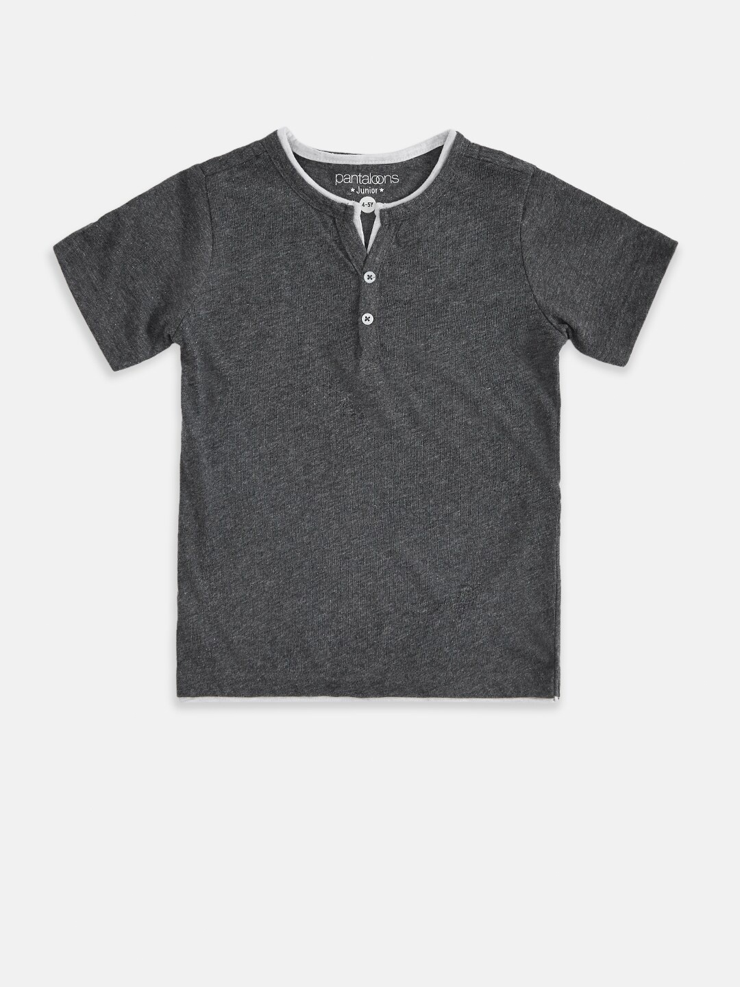 

Pantaloons Junior Boys Grey Round Neck Pure Cotton T-shirt