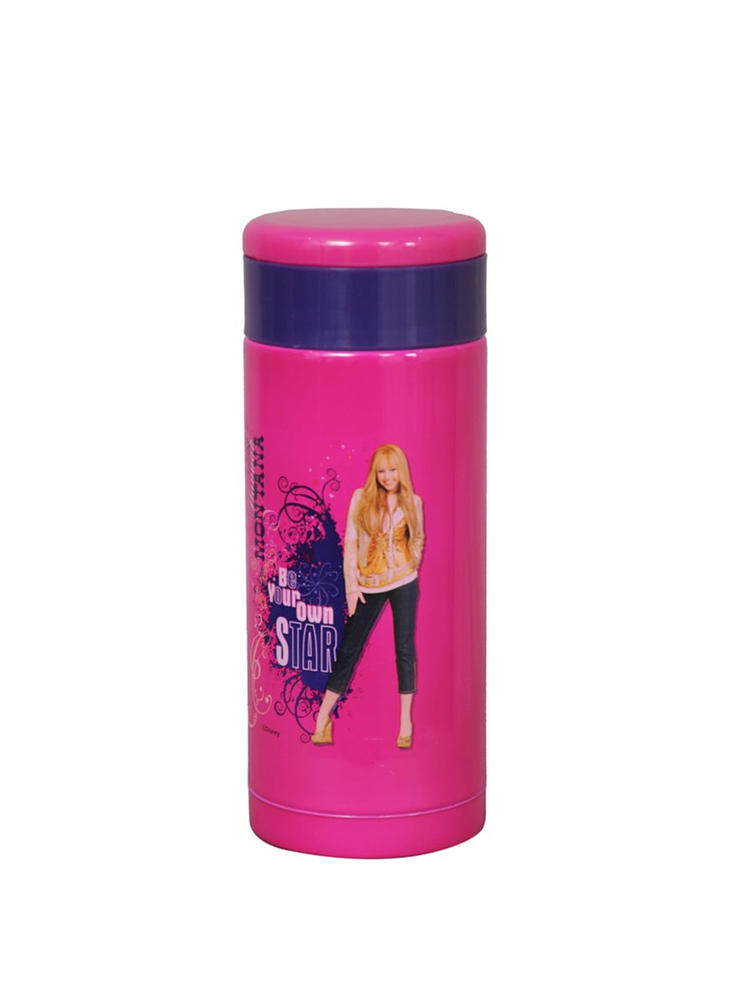 Disney Kids Pink & Blue Hanna Montana Printed Stainless Steel Flask Water Bottle