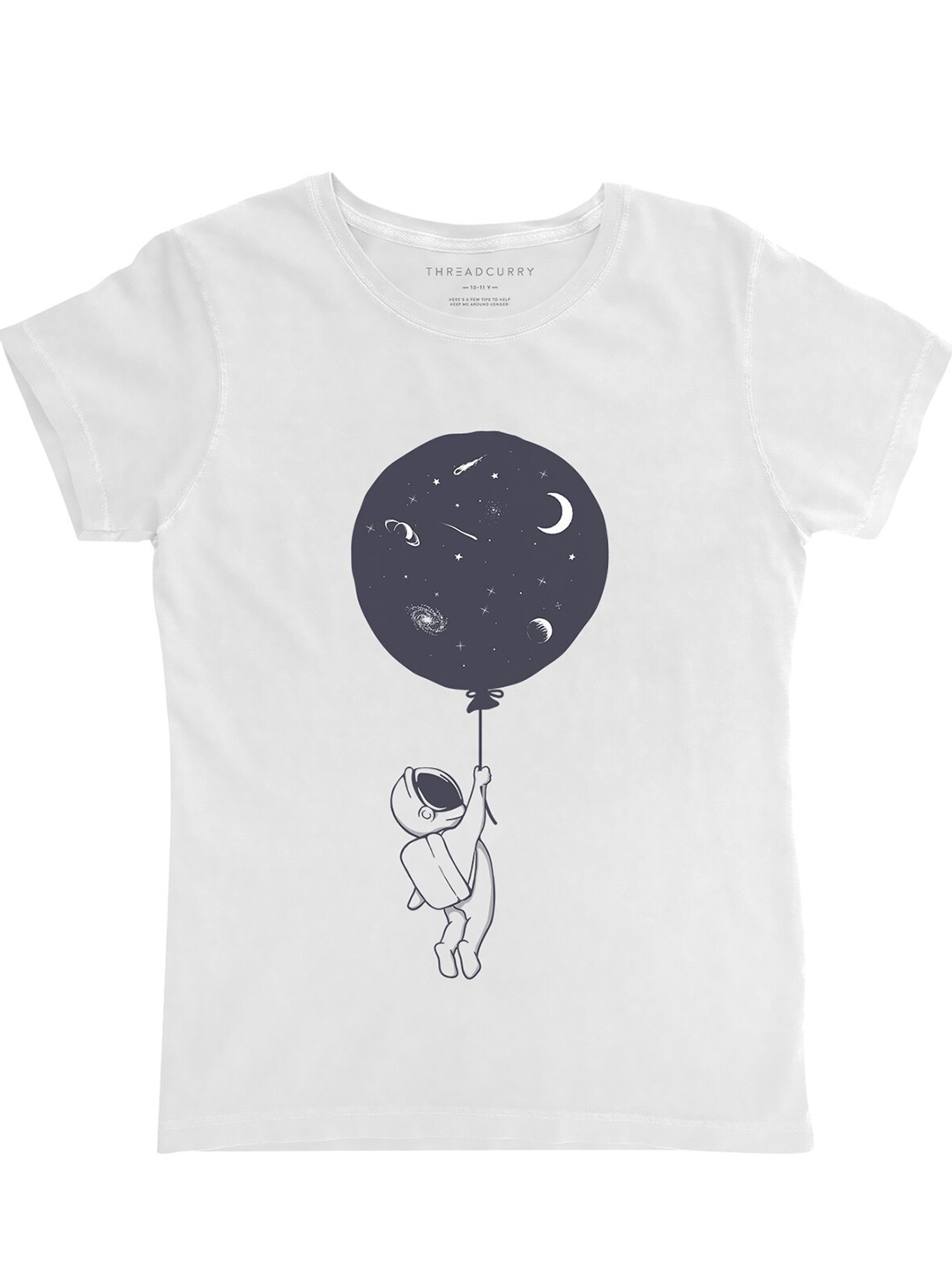 

THREADCURRY Girls White Printed Round Neck T-shirt