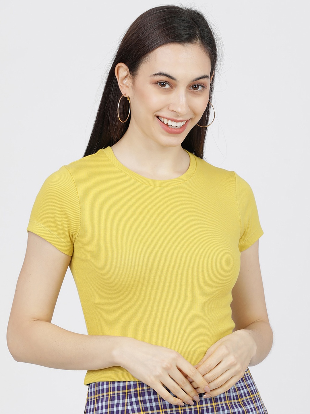 

Tokyo Talkies Women Yellow Regular Crop Top