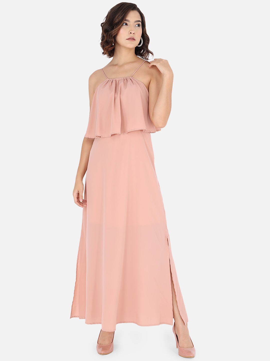 

Trend Arrest Women Off-Shoulder Crepe Maxi Dress, Mauve