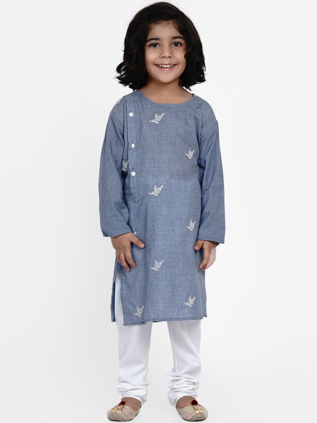 

Bittu By Bhama Boys Blue & White Embroidered Kurta with Churidar