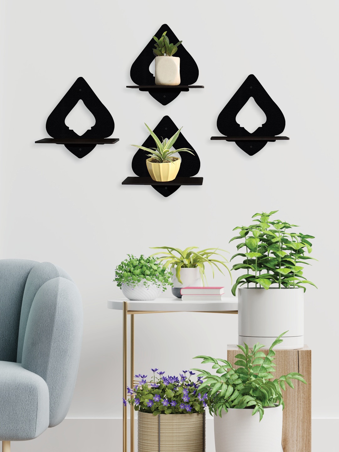 

RANDOM Black Set of 4 MDF Basic Wall Shelves