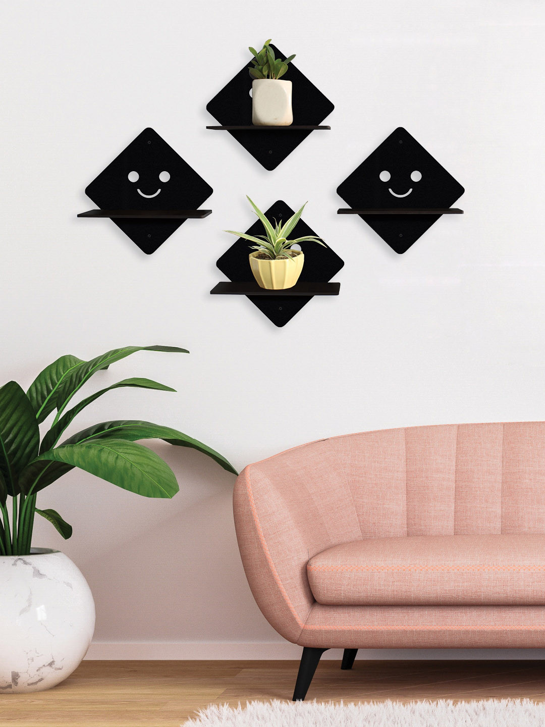

RANDOM Black Set of 4 MDF Basic Wall Shelves