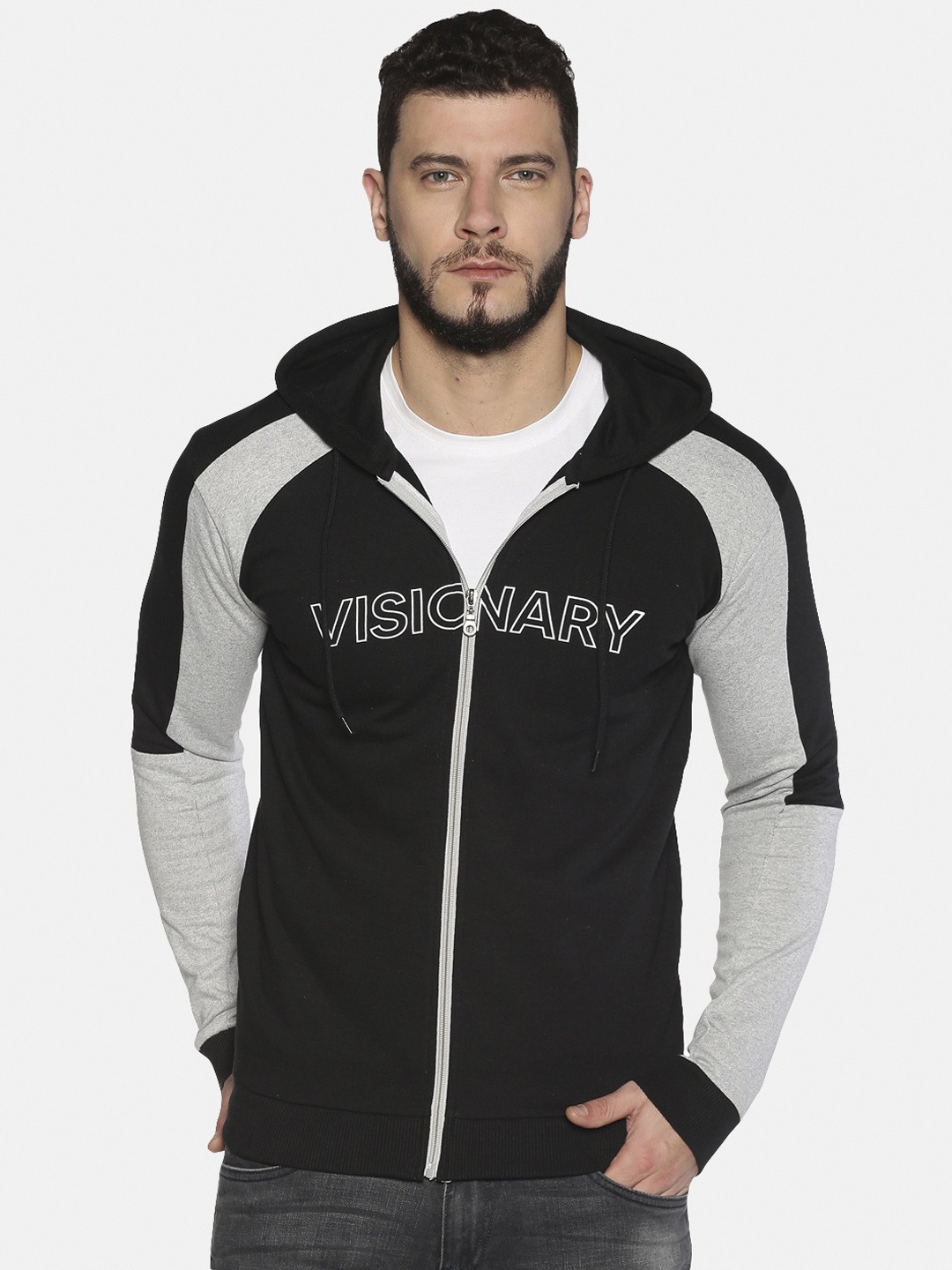 

UrGear Men Black & Grey Hooded Sweatshirt
