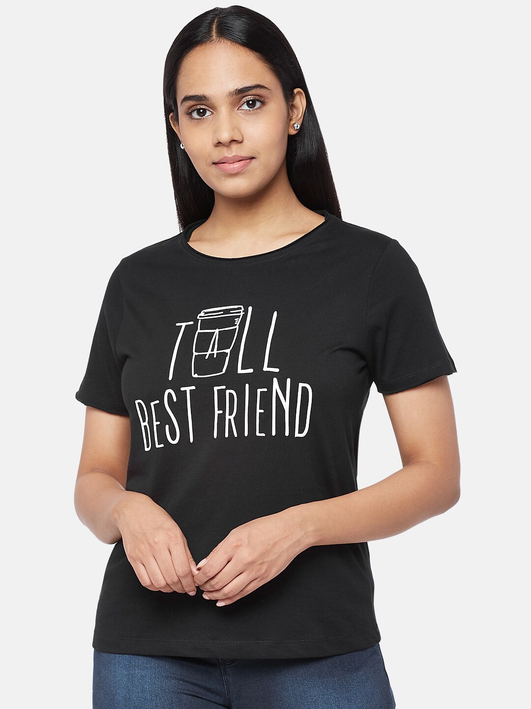 

People Women Black & White Typography Printed T-shirt