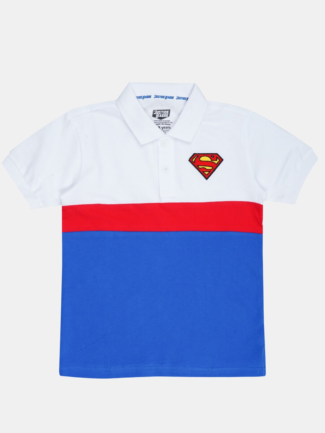 

Nap Chief Boys White Superman Polo Collar Slim Fit T-shirt