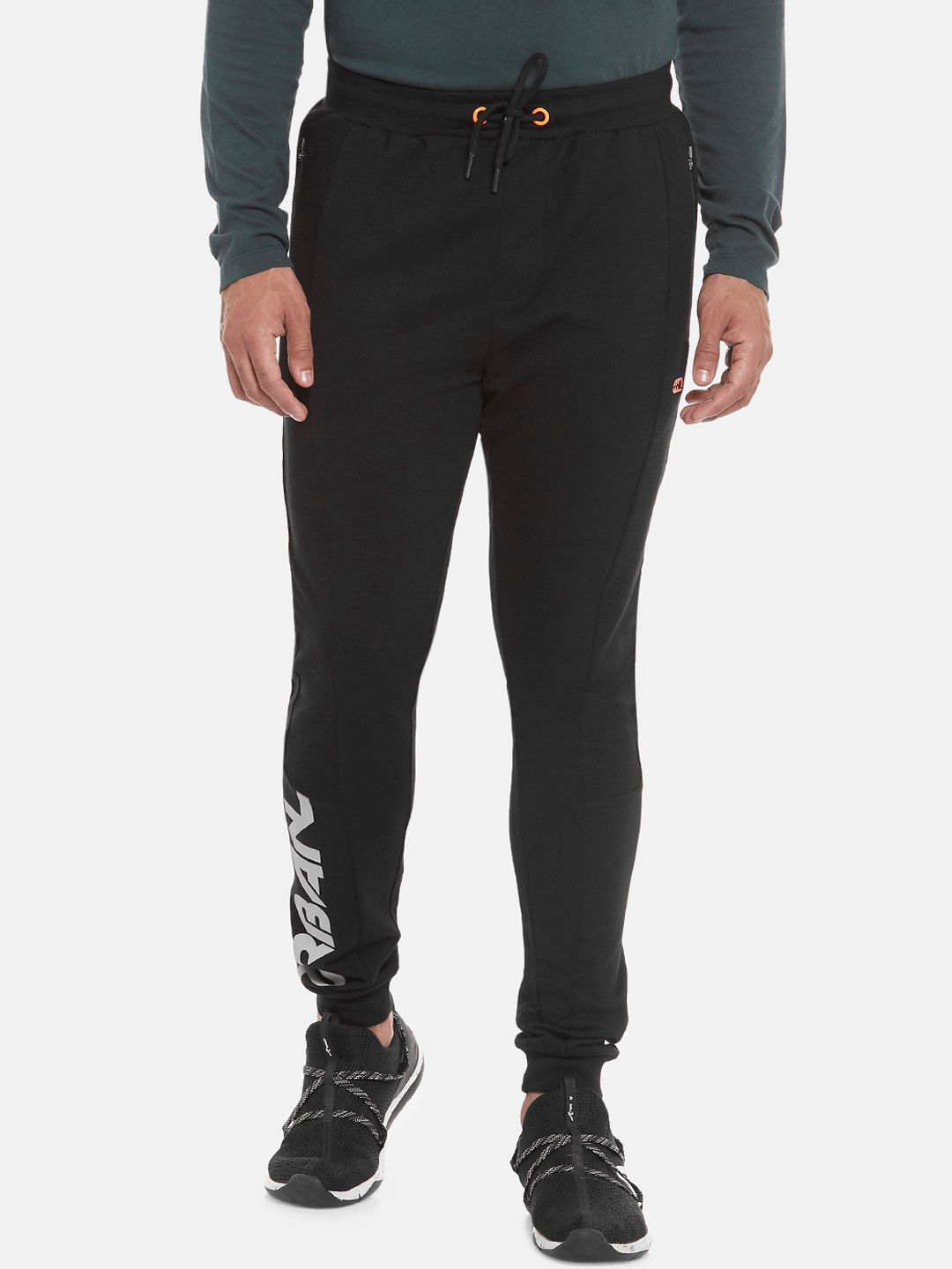 

Ajile by Pantaloons Men Black Solid Cotton Slim-Fit Joggers