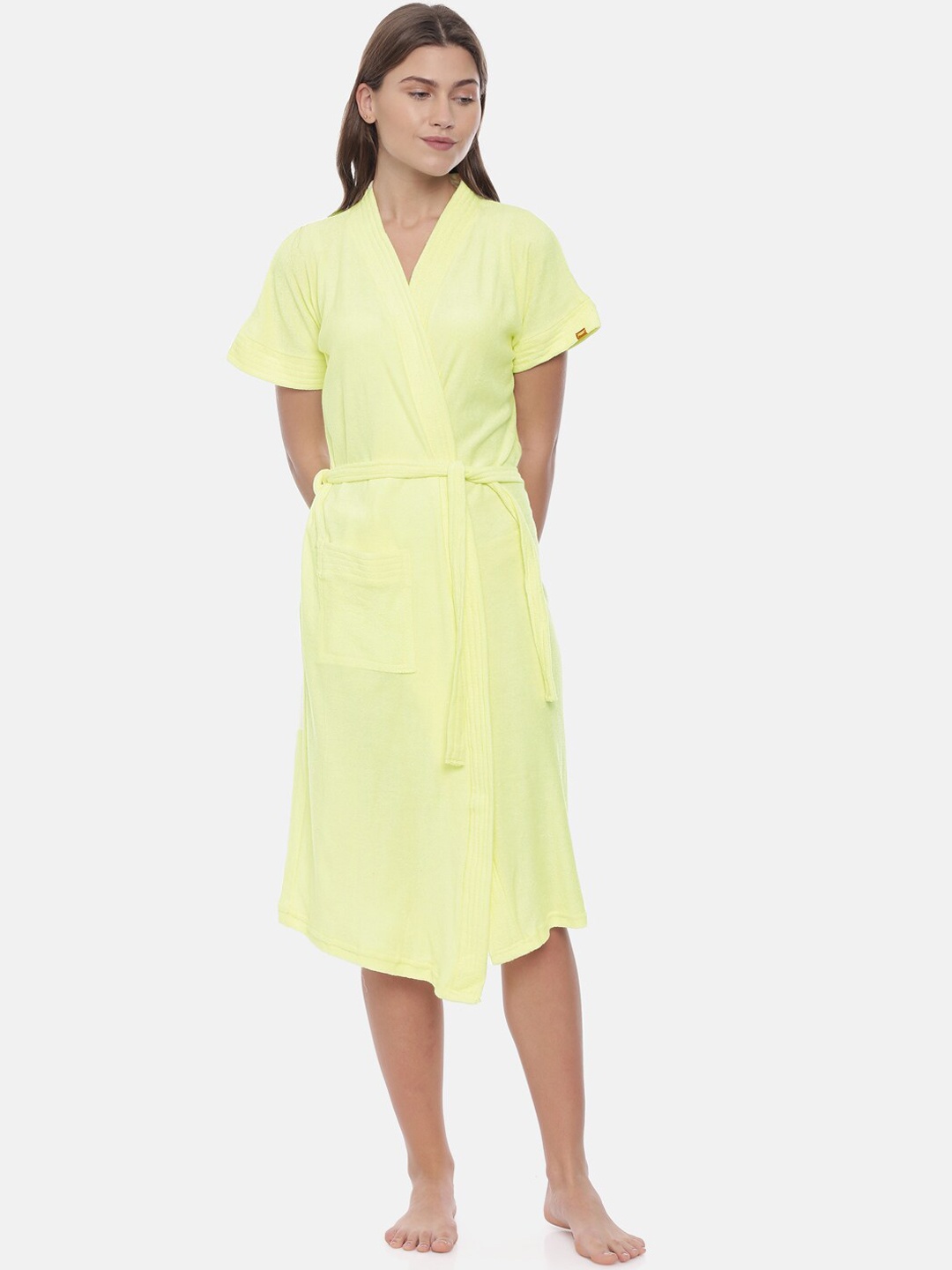 

GOLDSTROMS Women Yellow Solid Cotton Bath Robe