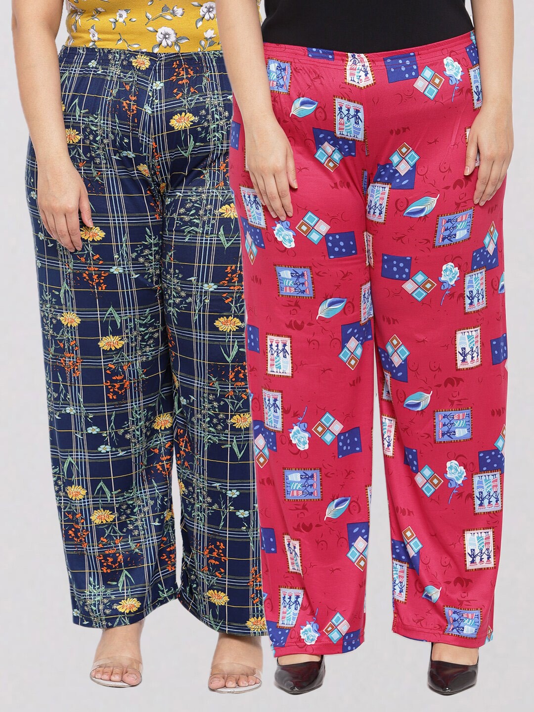 

KLOTTHE Women Red & Blue 2 Printed Palazzos