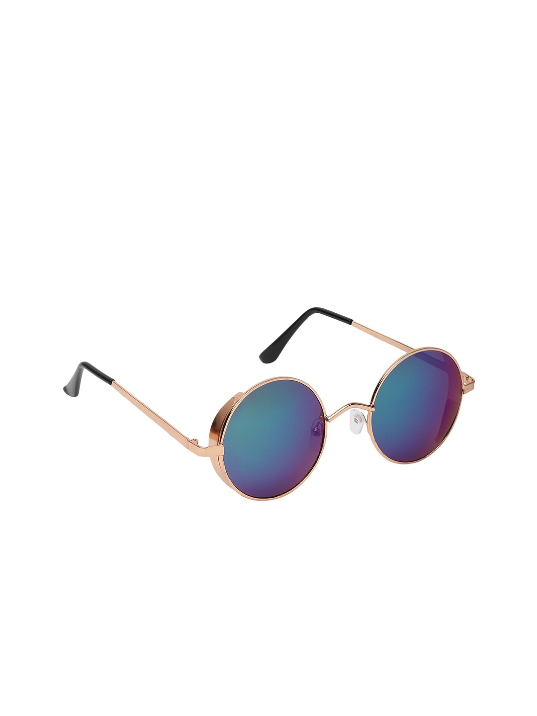 

CRIBA Unisex Blue Lens & Gold-Toned Round Sunglasses with UV Protected Lens