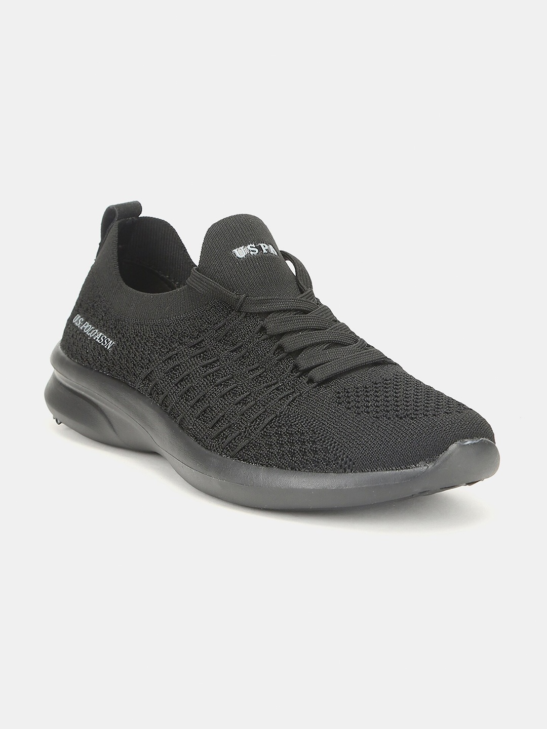 

U S Polo Assn Men Black Textile Walking Shoes