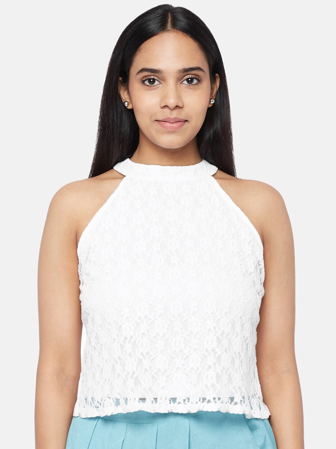 

People Off White Regular Halter Neck Top