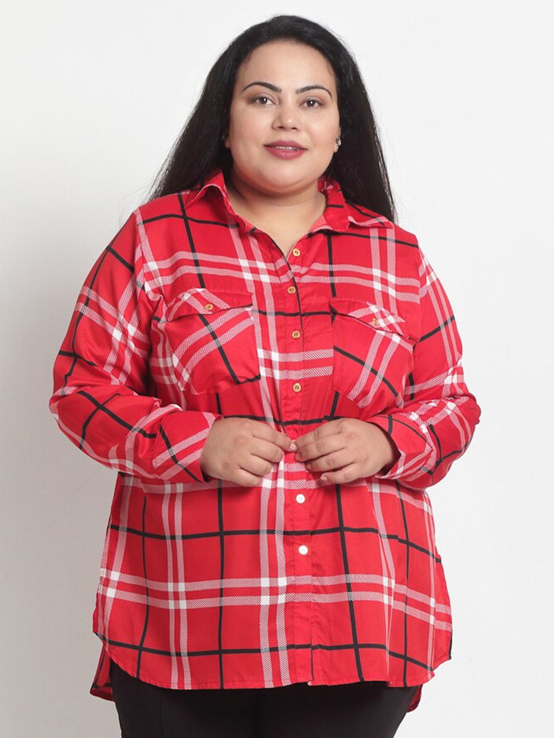 

sindrellastorie Red Checked Shirt Style Top