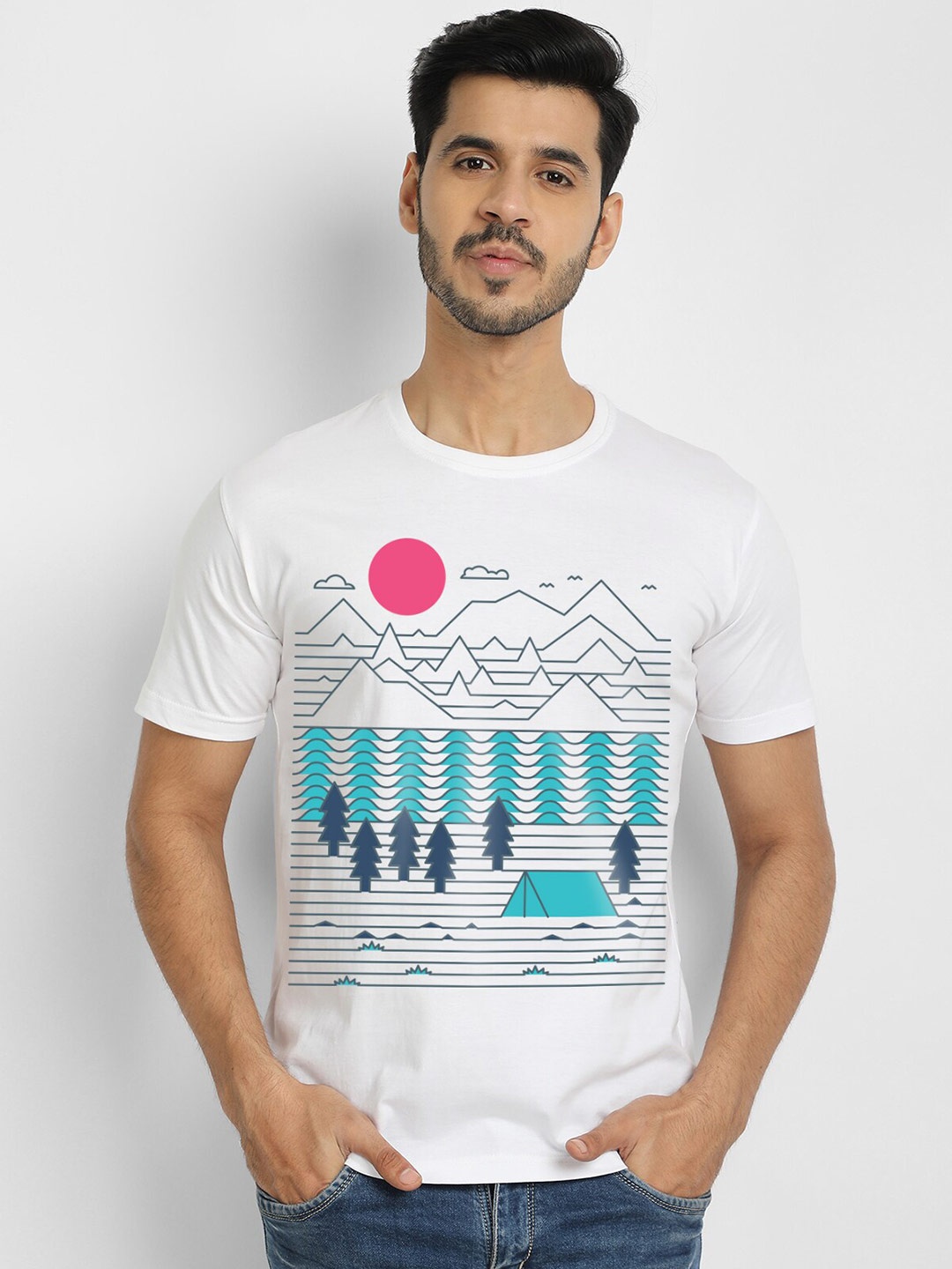 

THREADCURRY Men White Adventure Pattern Printed Regular T-shirt