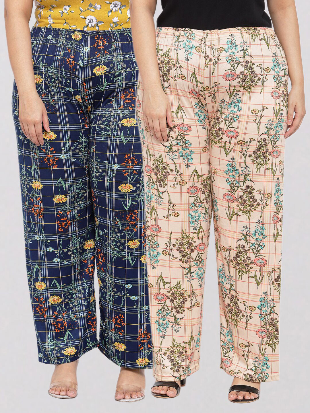 

KLOTTHE Women Pack of 2 Printed Palazzos, Blue