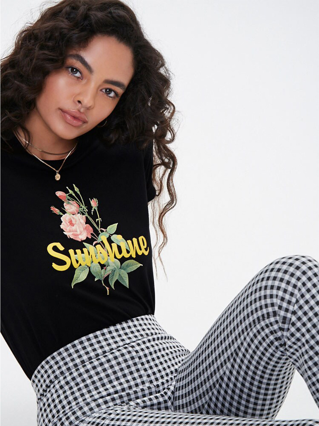 

FOREVER 21 Women Black Printed Regular Top