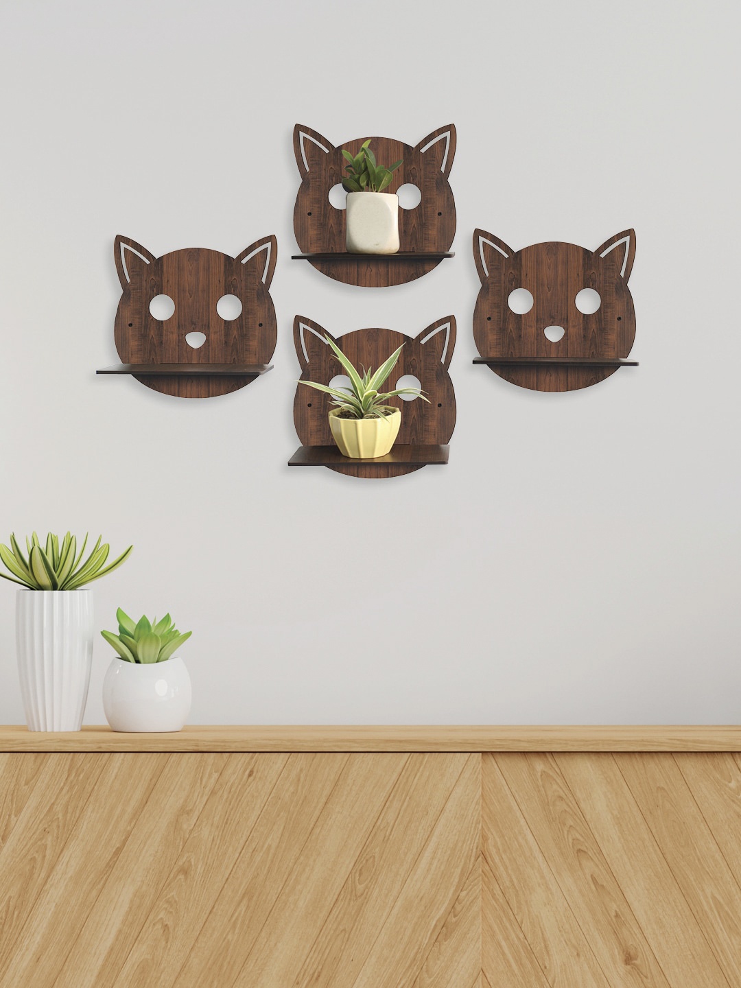 

RANDOM Brown Set of 4 MDF Basic Wall Shelf