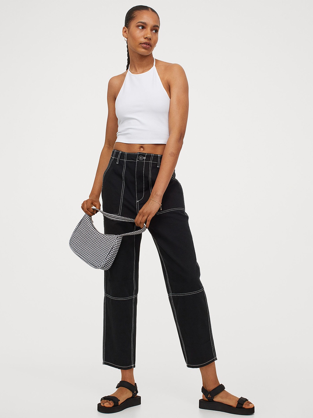 

H&M White Halterneck Cropped Top