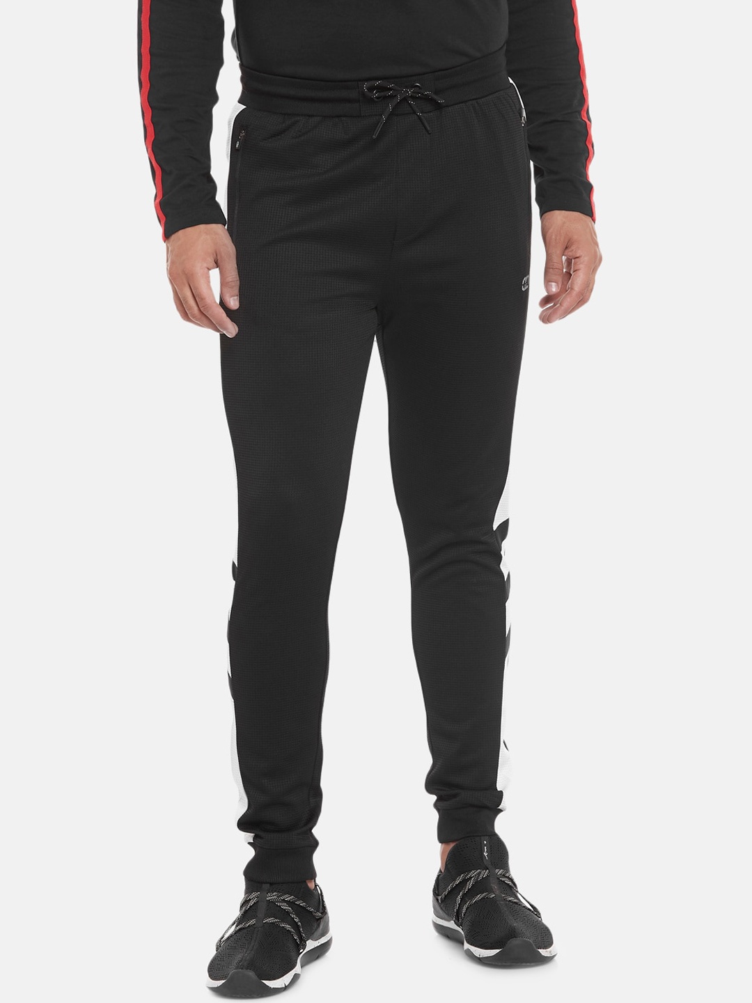 

Ajile by Pantaloons Men Black & White Colourblocked Slim-Fit Joggers