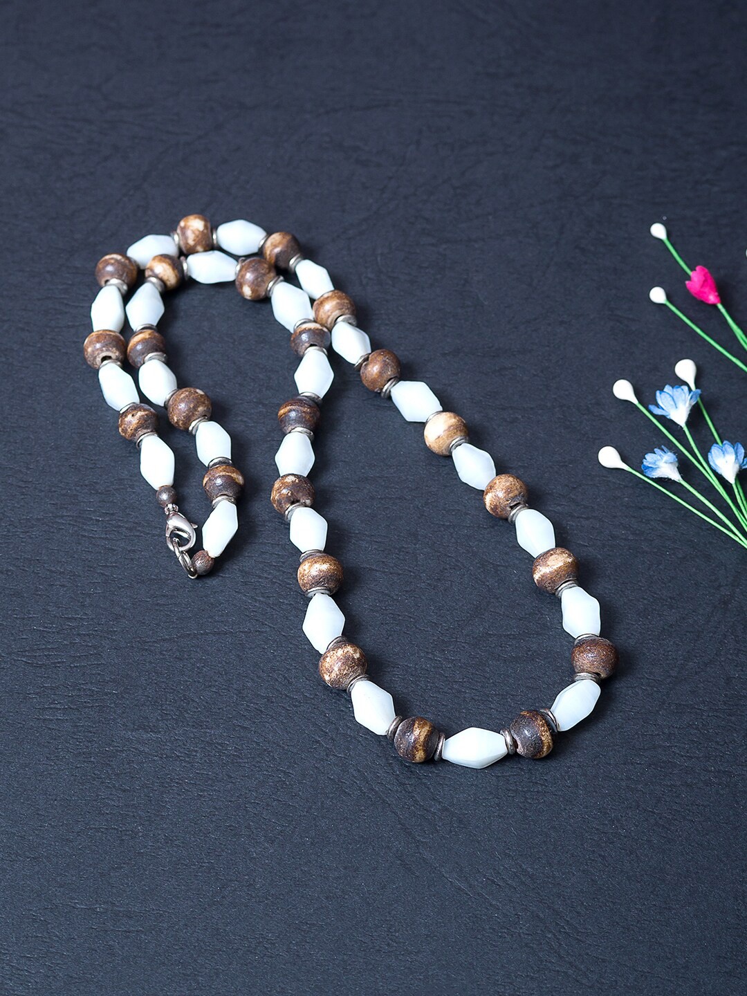 

Golden Peacock Silver-Toned & White Necklace